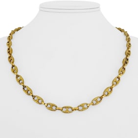 18k Yellow Gold Vintage Solid Heavy Textured Mari