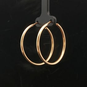 18k Yellow Gold Vintage Polished Round Hoop Earri