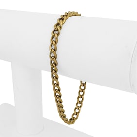 18k Yellow Gold Hollow Light Curb Link Bracelet I