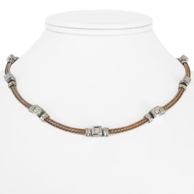 14k Rose and White Gold Vintage Diamond Station P