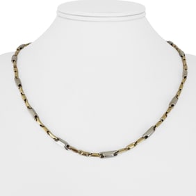 14k Yellow and White Gold Two Tone Bar Link Neckl