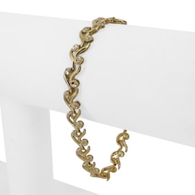 14k Yellow and White Gold Ladies Floral Link Brac