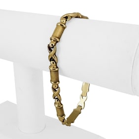 14k Yellow Gold Vintage Ladies Fancy X Link Brace