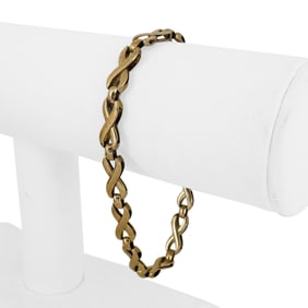 14k Yellow Gold Ladies Vintage Fancy X Link Brace