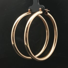14k Yellow Gold Large Ladies Polished Hoop Earrin