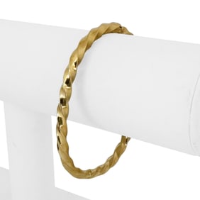 14k Yellow Gold Solid Vintage Spiral Twisted Bang