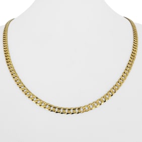 14k Yellow Gold Solid Flat Curb Link Chain Neckla