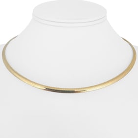 14k Yellow Gold Solid Ladies Omega Link Necklace
