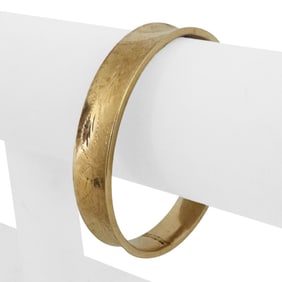 14k Yellow Gold Vintage Floral Concave Squared Ba