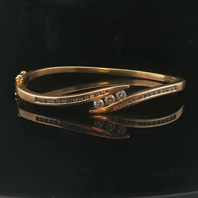 14k Yellow Gold and 1cttw Diamond Vintage Bypass