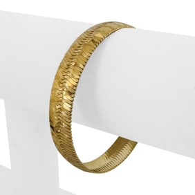 14k Yellow Gold Solid Vintage Striped Herringbone