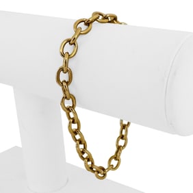 14k Yellow Gold Solid Ladies Oval Link Cable Brac