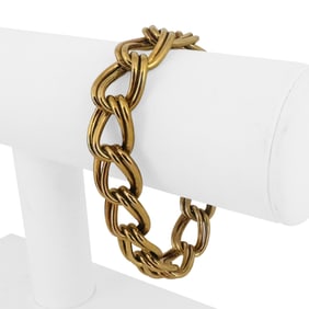 14k Yellow Gold Vintage Double Oval Curb Link Bra