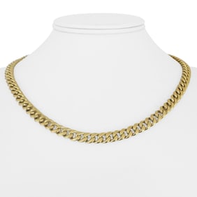 14k Yellow Gold Hollow Cuban Curb Link Chain Neck