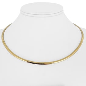 14k Yellow Gold Solid Ladies Omega Link Necklace