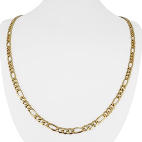 14k Yellow Gold Solid Figaro Link Chain Necklace