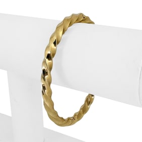 14k Yellow Gold Solid Heavy Vintage Spiral Bangle