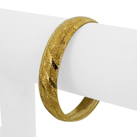 14k Yellow Gold Solid Vintage Etched Herringbone