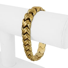 14k Yellow Gold Ladies Thick Fancy Link Bracelet