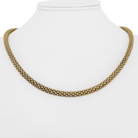 14k Yellow Gold Vintage Ladies Popcorn Necklace I