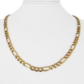 14k Yellow Gold Solid Figaro Link Chain Necklace