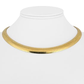 14k Yellow Gold Solid Heavy Omega Link Necklace I