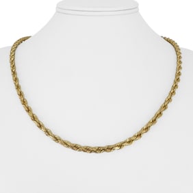 14k Yellow Gold Solid Heavy Diamond Cut Rope Chai