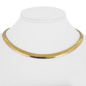 14k Yellow Gold Solid Heavy Omega Link Necklace I