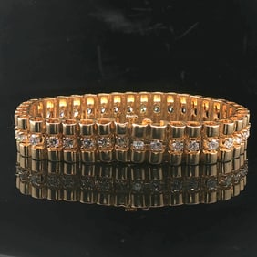 14k Yellow Gold Heavy Ladies 4cttw Diamond Bar Li