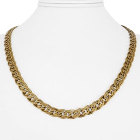 14k Yellow Gold Solid Vintage Fancy Curb Link Cha