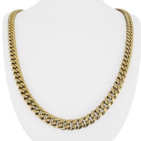 14k Yellow Gold Semi Solid Cuban Link Chain Neckl