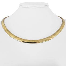 14k Yellow Gold Solid Heavy Omega Link Necklace I