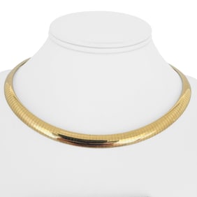 14k Yellow Gold Solid Heavy Omega Link Necklace I