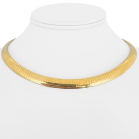 14k Yellow Gold Solid Heavy Omega Link Necklace I