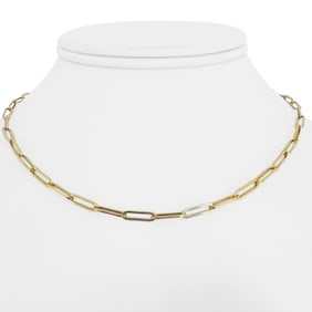 14k Yellow Gold Ladies Paperclip Link Chain Neckl