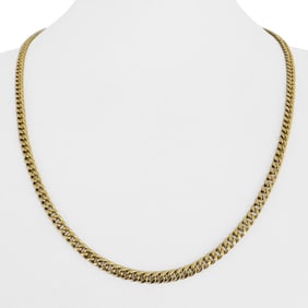 14k Yellow Gold Hollow Light Cuban Curb Link Chai