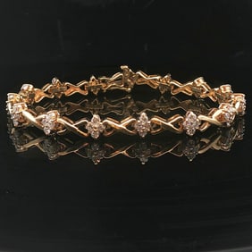 14k Yellow Gold and 1.5cttw Diamond Fancy X Link