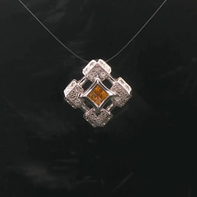 18k White Gold 0.56cttw Diamond and Yellow Orange