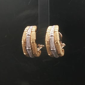 18k Yellow and White Gold Solid Heavy Sparkling H