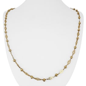 18k Yellow Gold Vintage Ladies Fancy Ball Link Ne