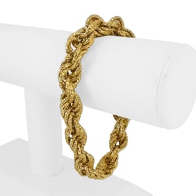 18k Yellow Gold Sparkling Thick Rope Bracelet Ita