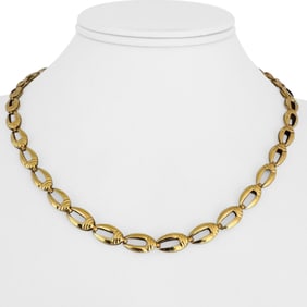 18k Yellow Gold Vintage Ladies Fancy Link Necklac