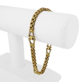 18k Yellow Gold Solid Heavy Fancy Link Station Br