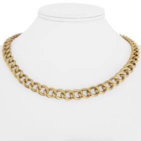 18k Yellow Gold Hollow Vintage Ribbed Curb Link N