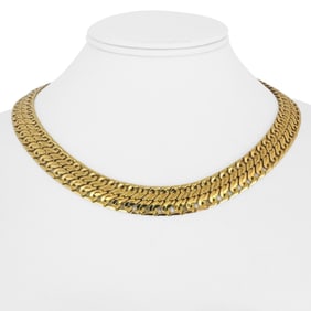 18k Yellow Gold Vintage Ladies Fancy Curb Link Ne