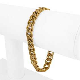 18k Yellow Gold Hollow Light Vintage Oval Link Br