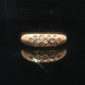 18k Yellow Gold and 0.39cttw Diamond Ladies Dome