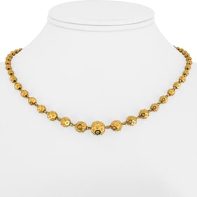 22k Yellow Gold Ladies Graduated Fancy Ball Link
