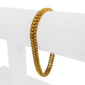 22k Yellow Gold Solid Diamond Cut Fancy Link Brac