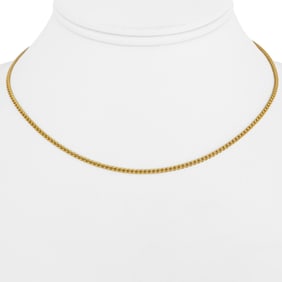 24k Pure Yellow Gold Solid Thin Curb Link Chain N
